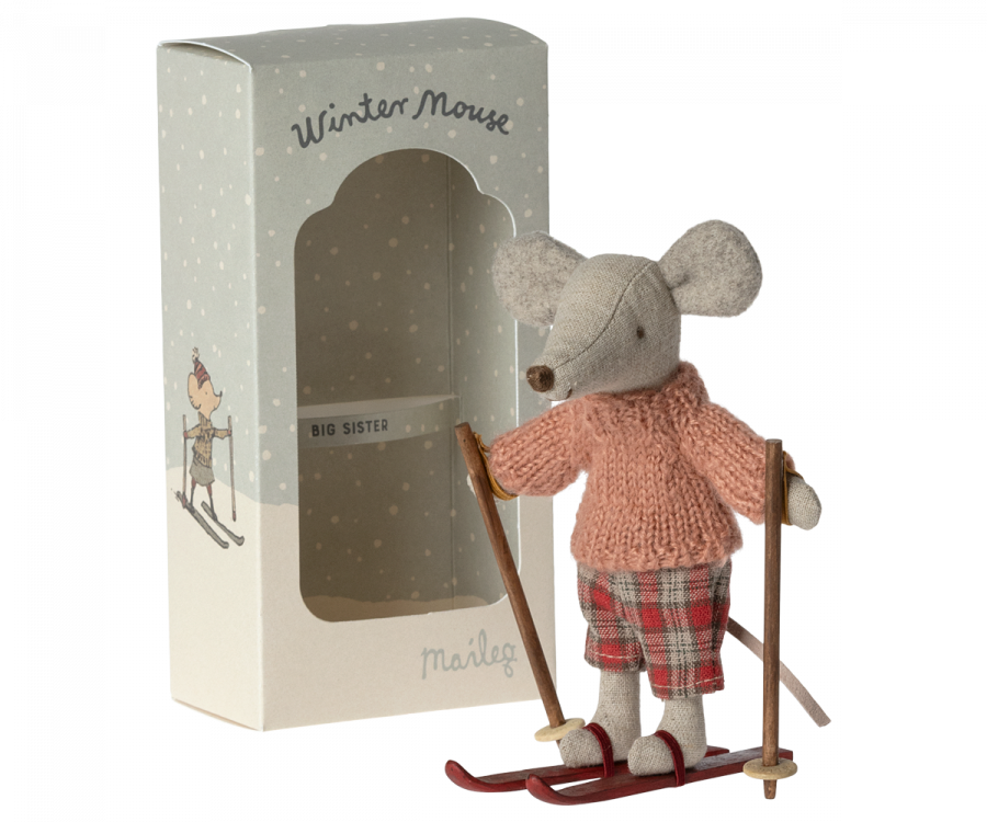 Maileg Winter Mouse With Ski Set Big Sister