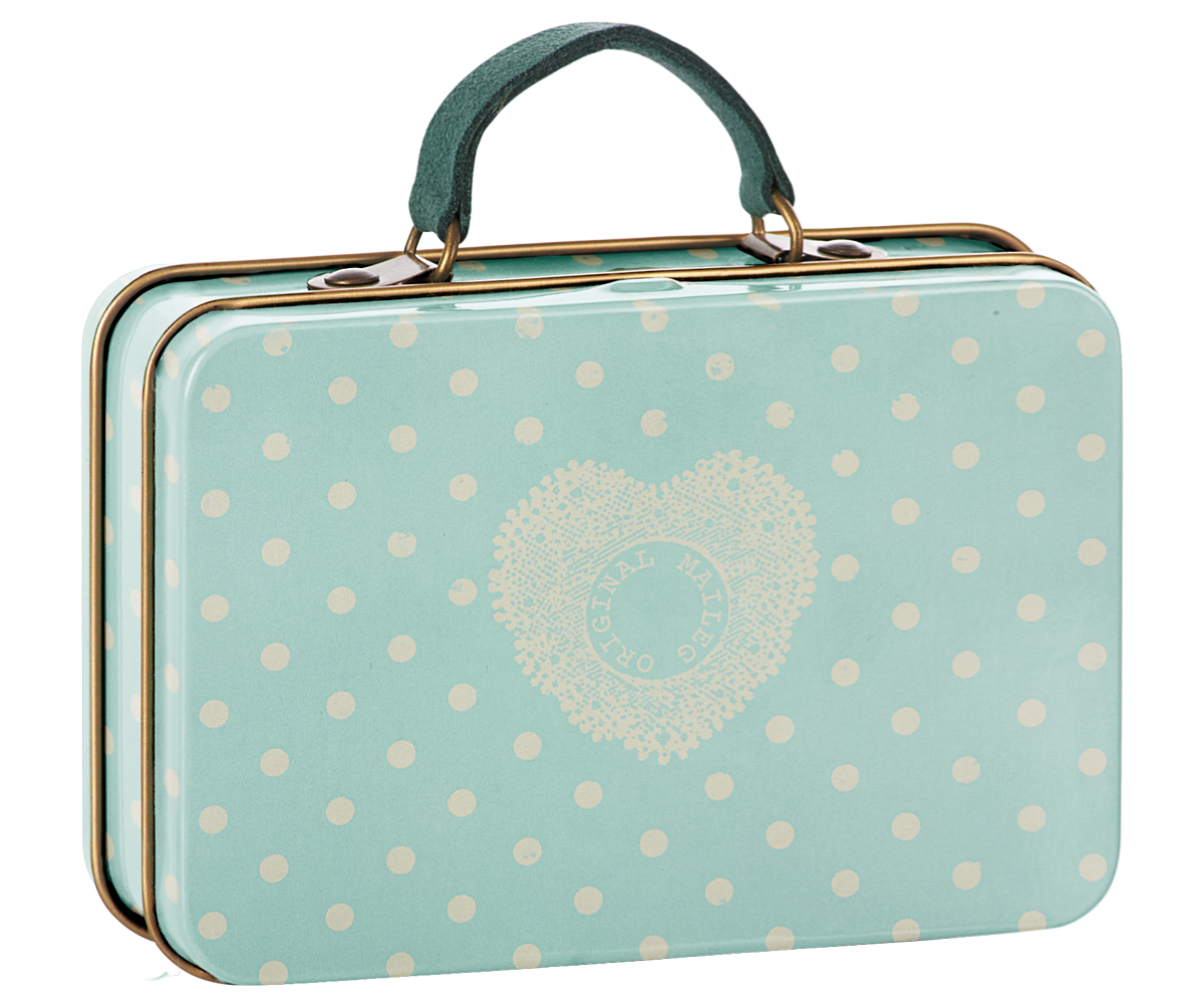 Maileg Metal Suitcase Cream Mint Dots