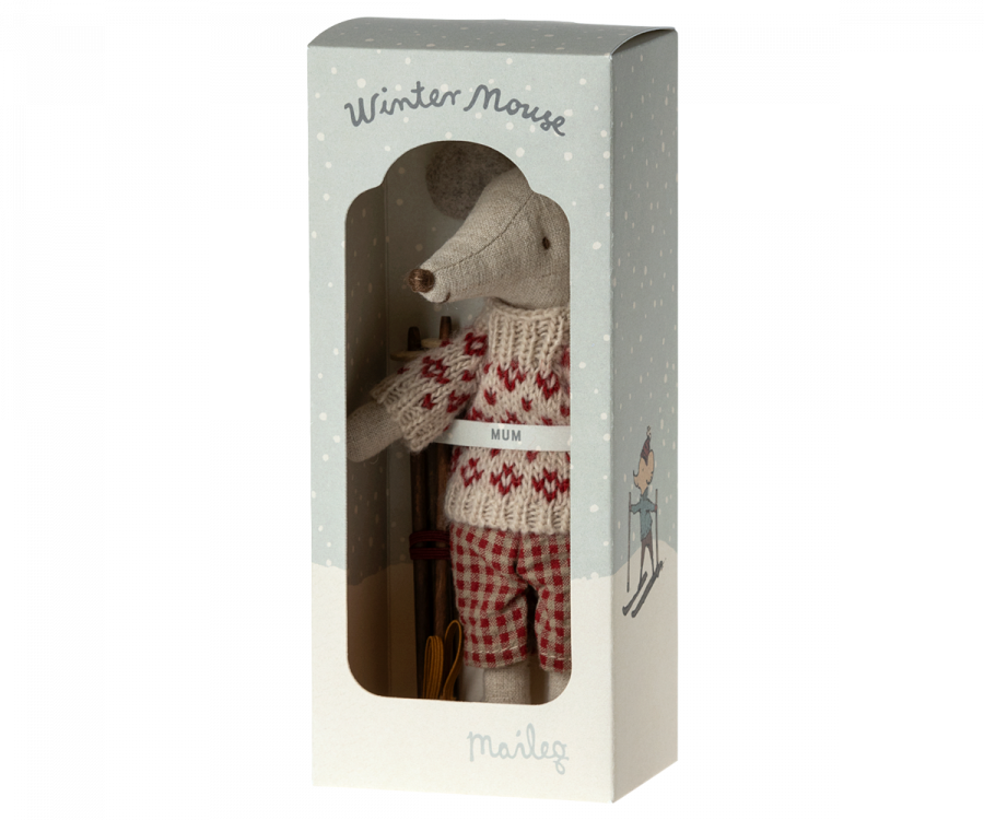 Maileg Winter Mouse With Ski Set Mum