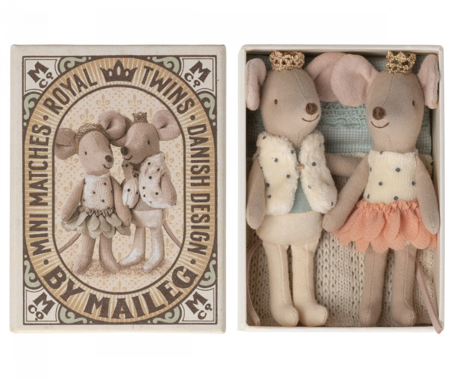 Maileg Royal Twins Mice Little Sister And Brother In Box