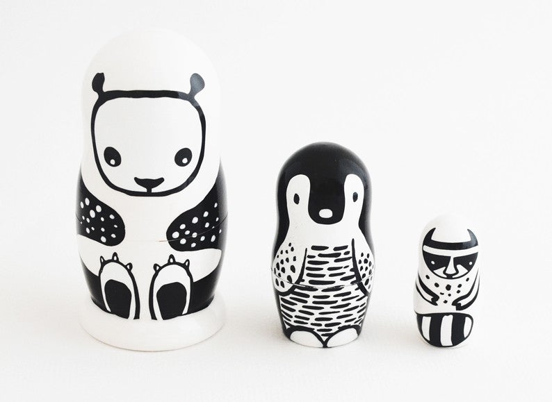Wee Gallery Set of 3 Nesting Dolls (Panda)