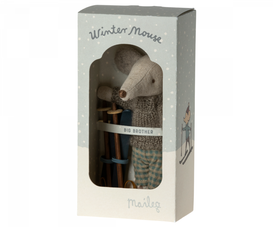 Maileg Winter Mouse With Ski Set Big Brother