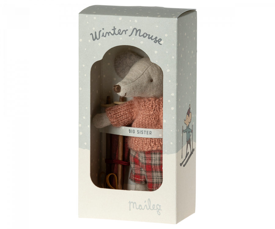 Maileg Winter Mouse With Ski Set Big Sister