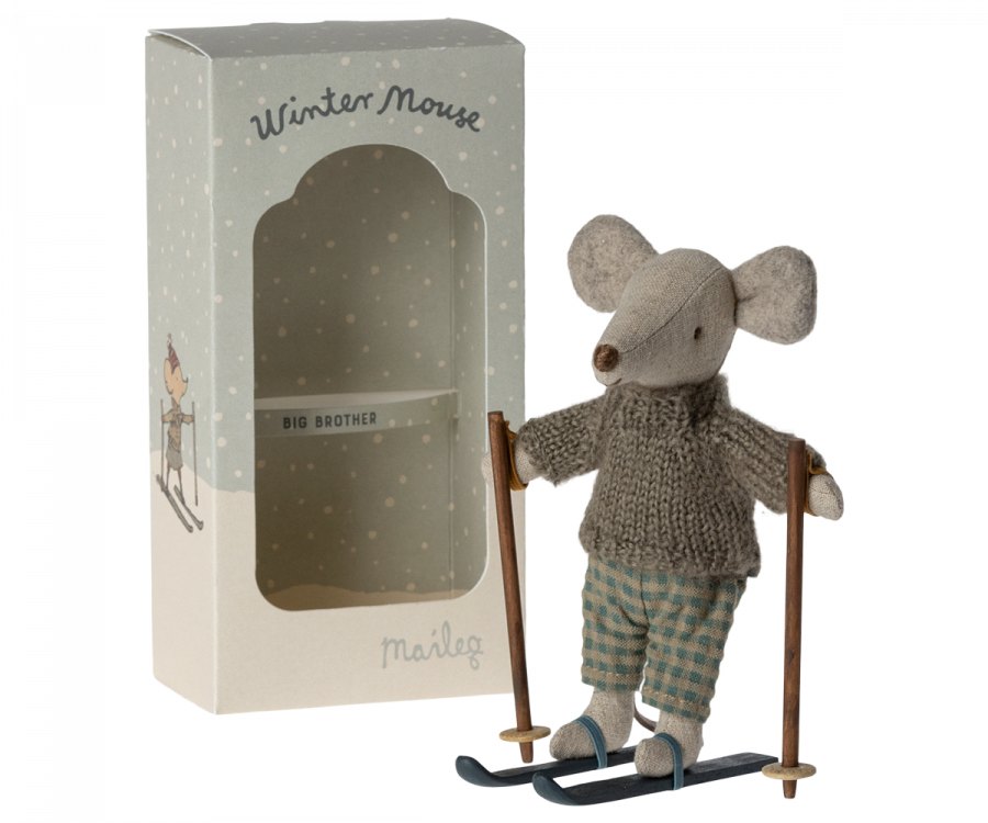 Maileg Winter Mouse With Ski Set Big Brother